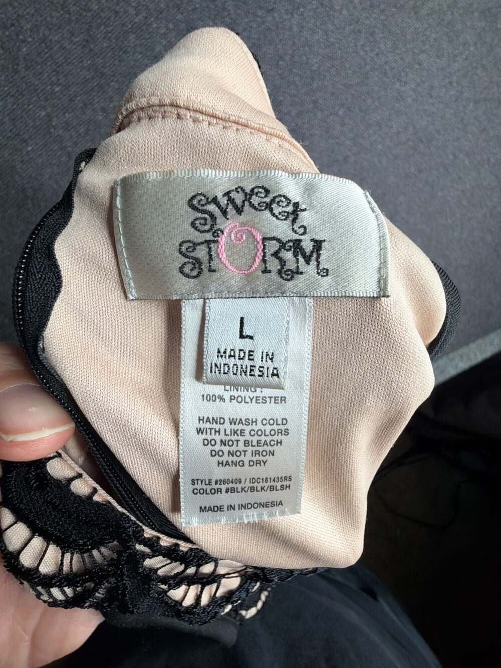 Sweet Storm Dress Size L Black Nude Halter Lace Bodycon